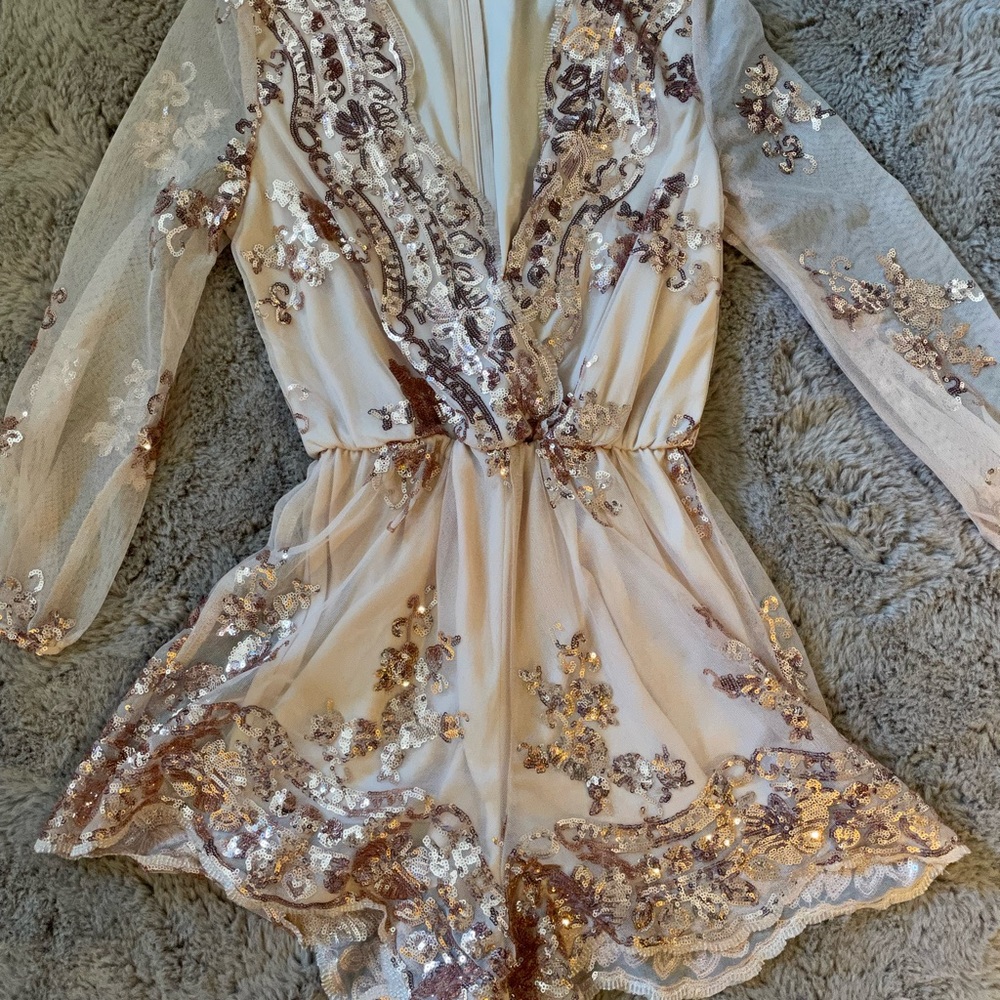 ShowPo Gold Sequined Romper